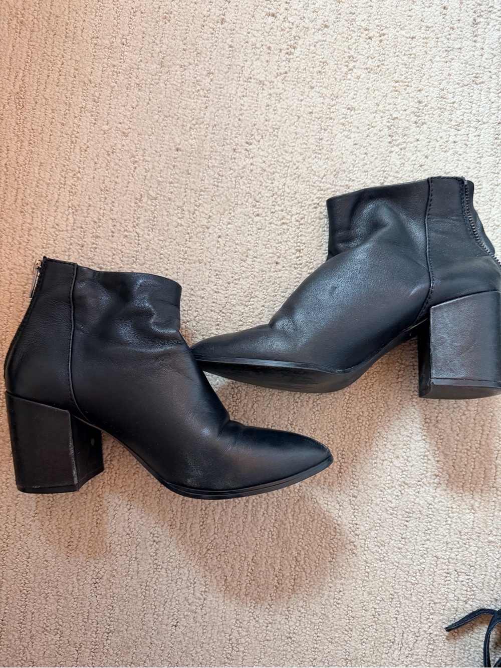 Steve Madden Black Leather Block Heel Ankle Booties